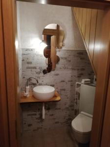 een badkamer met een wastafel en een toilet bij Haus Oldenburg in Lauterecken