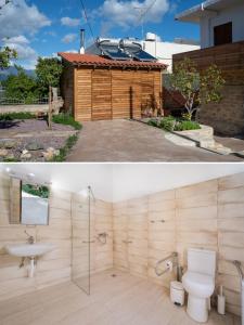a bathroom with a toilet and a sink at Physis Country House 2 near Matala beach & Faistos in Kousés
