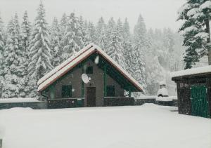 a house covered in snow with trees in the background at FoRest in Jasenak