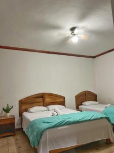 1 dormitorio con 2 camas y techo en Boutique Hotel Calle 20, en San José