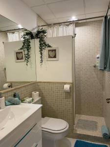 y baño con aseo, lavabo y ducha. en Home Away From Home Marbella, en Marbella