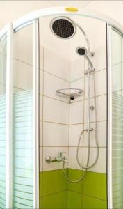 La salle de bains est pourvue d'une douche avec un pommeau de douche. dans l'établissement Apartman Gaby in Center of Split, à Split