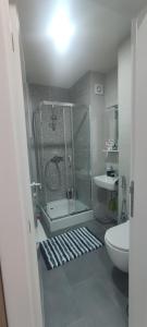 a bathroom with a shower and a toilet and a sink at Sova studio apartment Bjelasnica in Bjelašnica
