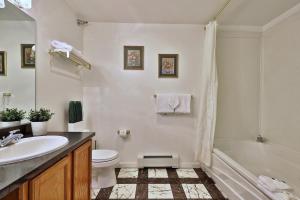a bathroom with a sink and a tub and a toilet at The Birch Ridge- Family Room #11 - Queen Bunkbed Suite in Killington, Vermont home in Killington