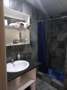 a bathroom with a sink and a shower at Tucked-Away 1,2,3,bedroom houses in Nelspruit