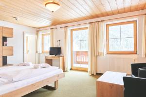 Televízia a/alebo spoločenská miestnosť v ubytovaní Hotel Fischer am See