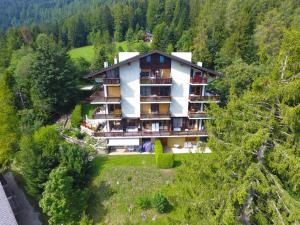 an aerial view of a building on a hill with trees at Apartment Tourbillon A 27 by Interhome in Ovronnaz
