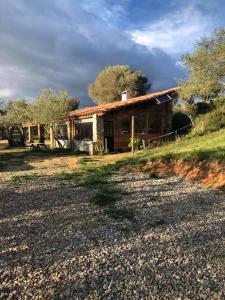 ein kleines Haus inmitten eines Feldes in der Unterkunft Le Camping de Cucugnan in Cucugnan
