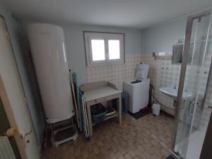 W łazience znajduje się prysznic, umywalka i toaleta. w obiekcie Gîte Chez Jeannot w mieście Azay-le-Ferron