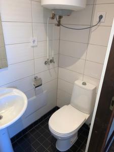 uma casa de banho com um WC e um lavatório em Piiri 12, apartment - 2 big beds - Very Cute Apartment em Tartu