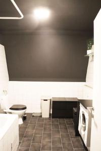 a bathroom with a toilet and a sink at gemütliche & ruhige Unterkunft in Erftstadt