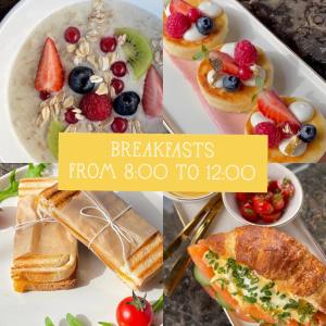 un collage de alimentos para el desayuno en Seven Beauties Hotel Spa Restaurant, Old City Baku en Bakú