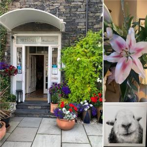 un collage de fotos de una casa con flores en Hillsdale B&B in Ambleside en Ambleside