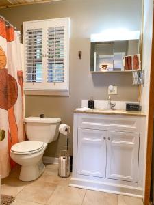a bathroom with a toilet and a sink at Cozy Retreat Just Minutes From Beech Mountain in Beech Mountain