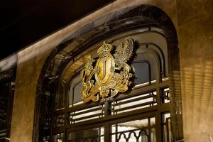 a gold dragon sign on the door of a building at Josun Palace, a Luxury Collection Hotel, Seoul Gangnam in Seoul