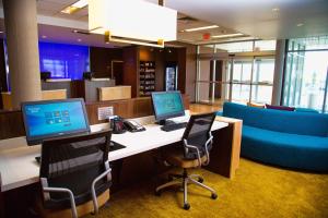 an office with two computer monitors on a desk at Fairfield Inn & Suites by Marriott Pocatello in Pocatello