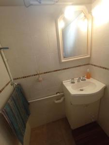 a bathroom with a sink and a mirror at Luminoso Depto S Fernando a 100 m Estación in San Fernando