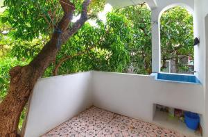 a room with a window and a tree at Home for travellers. in Port Louis