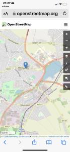 Captura de pantalla de un mapa con un marcador azul en Masons Nook 292 Mansfield Road NG174HR en Skegby