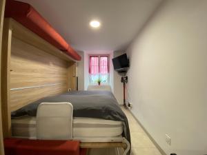 1 dormitorio con 1 cama y TV en una habitación en Studio Centre Ville, en Cambo-les-Bains