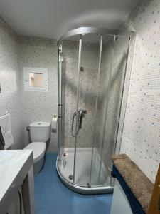 La salle de bains est pourvue d'une douche et de toilettes. dans l'établissement Granada, ciudad encantada, à Cájar