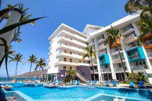 a view of the hotel from the pool at Star Palace Beach Hotel in Mazatlán