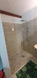 Anse-Bertrand的住宿－Chez Momo & Fafa 1，带淋浴的浴室,铺有瓷砖地板。