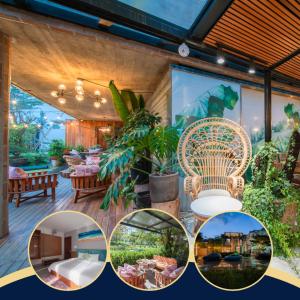 a collage of photos of a house with a patio at The K'rin Villa in Da Lat
