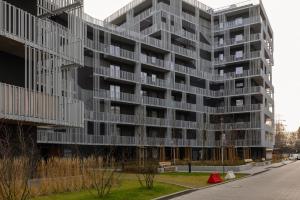 an external view of the building at Stacja Wola Apartments with Parking by Renters in Warsaw