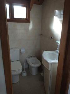 a bathroom with a toilet and a sink at Departamento Roca in San Martín de los Andes