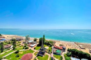 an aerial view of a beach with a crowd of people at International Hotel Casino & Tower Suites in Golden Sands