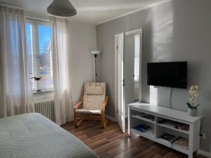 TV a/nebo společenská místnost v ubytování Mysig lägenhet i Tibro centrum