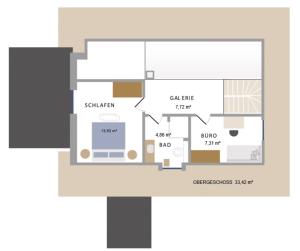 a floor plan of a house at Reetdorf Geltinger Birk Künstlerkate Lagune in Nieby