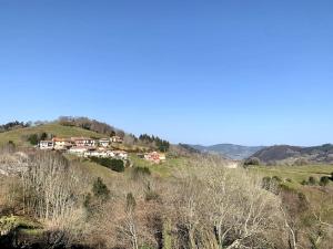 un pueblo en una colina con casas en él en Casa rural en Asturias, en Arboleya