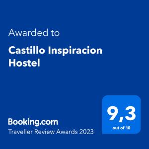 a blue sign with the text awarded to cashula immigration hospital at Castillo Inspiracion Hostel in Bocas del Toro