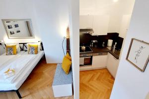 Rúm í herbergi á Homelystay Graz - downtown app