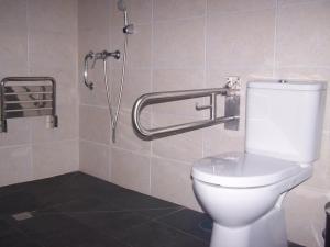 łazienka z toaletą i prysznicem w obiekcie CASA DO CRUCEIRO - RÍAS BAJAS w mieście Tomiño