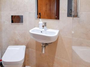 a bathroom with a sink and a toilet at Greenrigg Cottage in Caldbeck