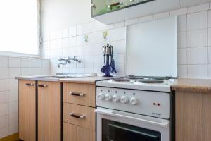 a kitchen with a stove and a sink at Apartment Paloma in Dubrovnik