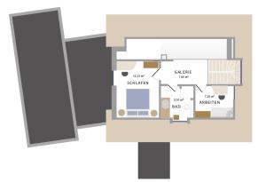 un plano de una casa en Reetdorf Geltinger Birk Atelierhaus Schilfinsel, en Nieby