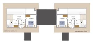 a floor plan of a two storey building at Reetdorf Geltinger Birk Malerhaus Eichenwald in Nieby