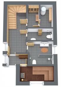 a rendering of a floor plan of a house at Ferienhäuser Koralpe unicorn village in Wolfsberg