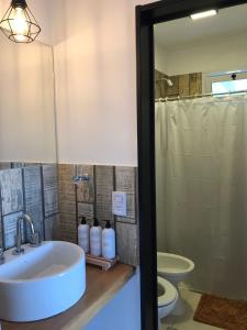 un baño con lavabo e inodoro en La Pasionaria casa de sierras, en Santa Rosa de Calamuchita