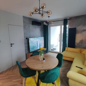 Televízia a/alebo spoločenská miestnosť v ubytovaní Apartament Perła Kutna
