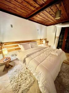 a bedroom with a large bed and a table at Pousada Refúgio dos Falcões in Nova Friburgo