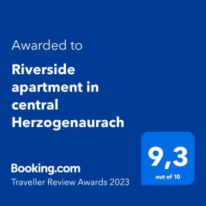 een screenshot van een telefoon met de tekst toegekend aan een afspraak langs de rivier in het centrum van haar bij Riverside apartment in central Herzogenaurach in Herzogenaurach