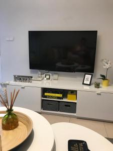 Una televisión o centro de entretenimiento en Designer's Flat - 3 Bdrm - Wifi - Best Location