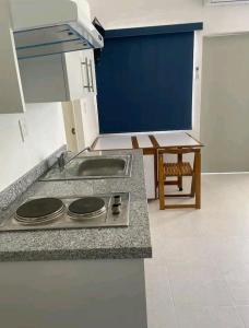 eine Küche mit einer Spüle und einer Arbeitsplatte in der Unterkunft Loft 202 in Acapulco