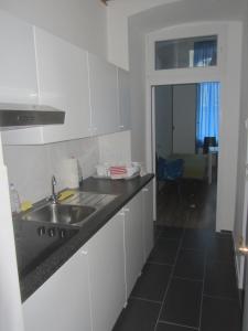 a kitchen with a sink and a counter top at Apartments Messe-Prater in Vienna