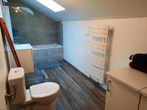 a bathroom with a toilet and a bath tub at Duplex proche de Genève et du lac léman in Veigy-Foncenex